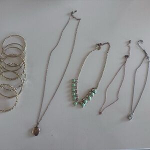 Chic Silver and Green Necklace